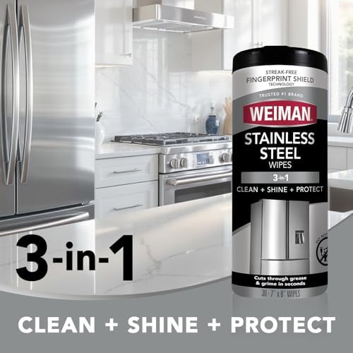 Weiman Stainless Steel Cleaner & Polisher, 30 Ct Wipes, Kitchen Appliance - Image 3