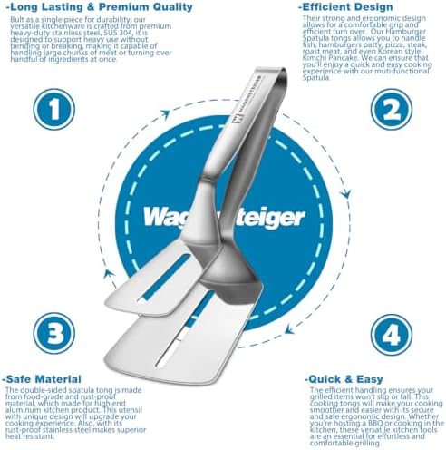 3 - in - 1 Food Grade Large Stainless Steel Spatula Tongs - Image 6