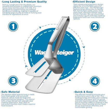 3 - in - 1 Food Grade Large Stainless Steel Spatula Tongs - Image 6