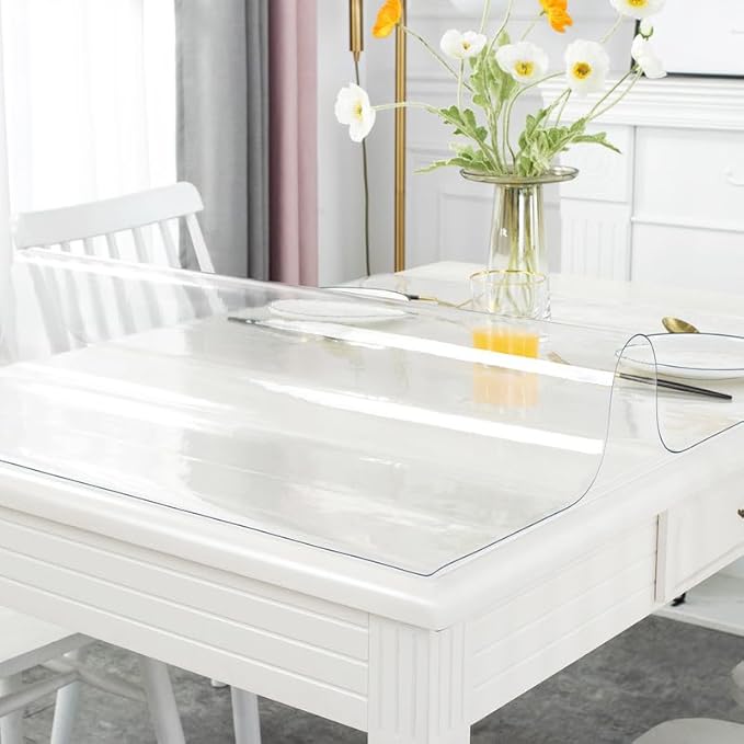 Warmstar Clear Table Cover Protector 22 x 54 Inch,1.5mm Thick Plastic Table Cover Rectangle,PVC Clear Table Protector,Desk Protector Mat for Kitchen, Dresser, Writing Desk，Dining Room Table