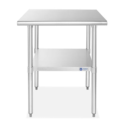 GRIDMANN Stainless Steel Work Table 24 x 24 Inches, NSF Commercial Kitchen Prep Table with Under Shelf for Restaurant and Home