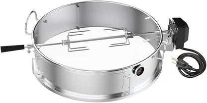 onlyfire Stainless Steel Multi-purpose Rotisserie and Pizza Combo Kit for Weber 22-Inch Kettle Charcoal Grills - Include Pizza Peel and Pizza Stone