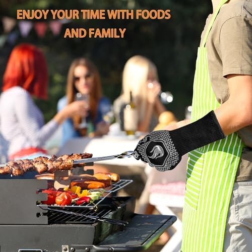 BBQ Gloves 1472F Heat Resistant Non-Slip Silicone 13.5in - Image 6