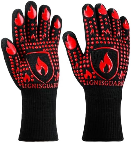 BBQ & Grill Gloves, Heat Resistant Oven Mitts by IGNISGUARD