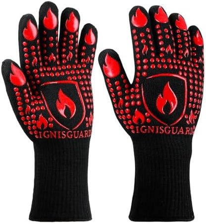 BBQ & Grill Gloves, Heat Resistant Oven Mitts by IGNISGUARD