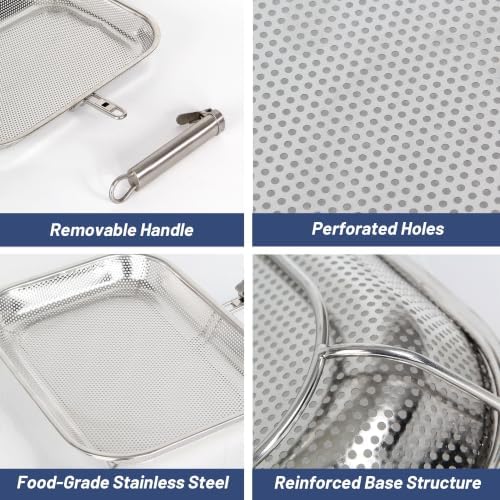 Stainless Steel Grill Pan with Removable Handle, 14.88" x 10.98" - Image 6
