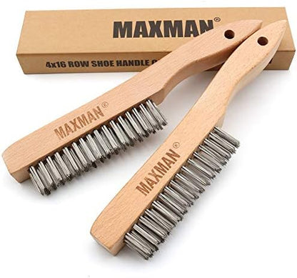 MAXMAN Wire Brush 2Pcs, Rust & Paint Remover by MAXMAN