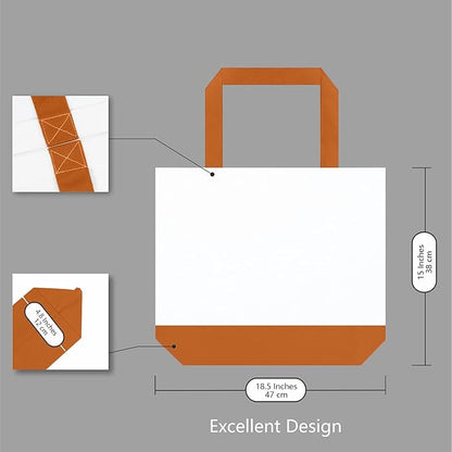 TOPDesign 3-Pack Super Strong Large 12oz Cotton Canvas Tote Bags, Reusable Grocery Shopping Cloth Bags, Fashionable Two-Tone Totes for Crafts, DIY Your Creative Designs