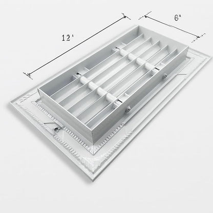 Premium 12" X 6" [Duct Opening] Linear Aluminum Bar Return Air Grille - White - White [Outer Dimensions: 14"W x 8"H] – for Ceiling, Wall Use