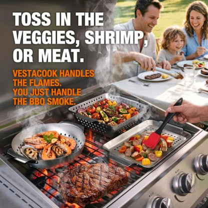 3 Piece Stainless Steel Grill Basket Set - Image 2
