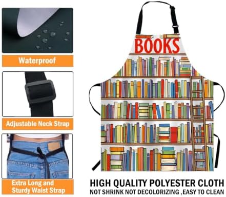WONDERTIFY Apron with Books Collection and Ladder Library, Bib Apron - Image 3