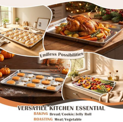 17.5" Baking Sheet Pan, Joyfair Stainless Steel Toaster Oven Trays - Image 4