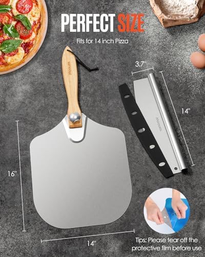 Mooues Pizza Peel Aluminum 14 inch Pizza Spatula - Image 2
