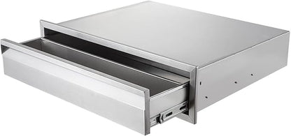 30" W Outdoor Kitchen Drawer Stainless Steel BBQ Single Drawer w/Divider Flush Mount for Outdoor Kitchen Island(Overall Size:30" W x 6-1/2"H x 23" D inch)