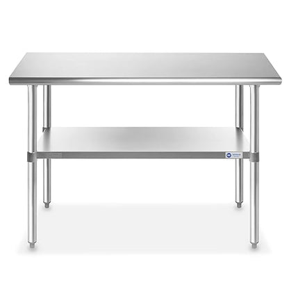 GRIDMANN Stainless Steel Work Table 48 x 30 Inches, NSF Commercial Kitchen Prep Table with Under Shelf for Restaurant and Home