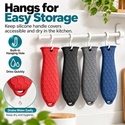 4 Pcs Cast Iron Handle Cover, Silicone Hot Handle Holder - Image 5