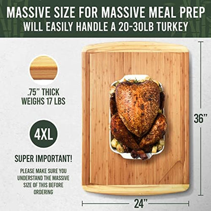 GIGANTIC 36 x 24 Inch Extra Large Bamboo Cutting Board - Image 2