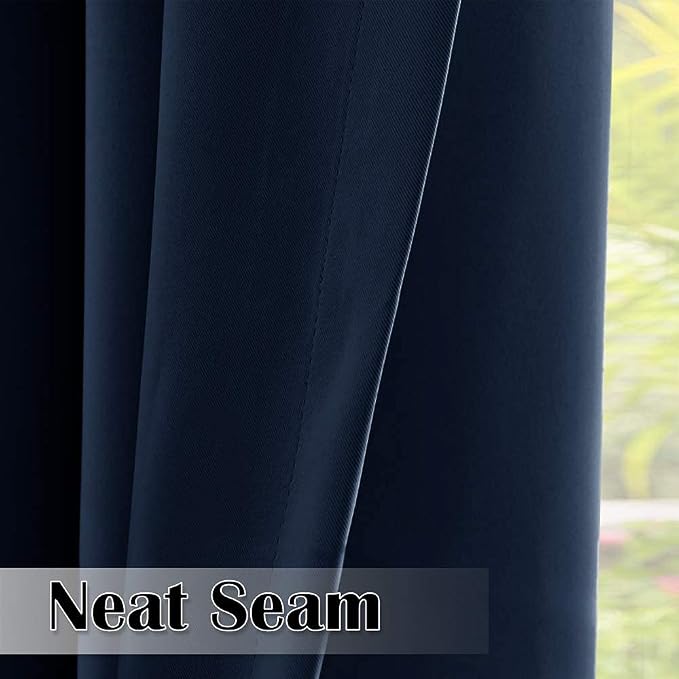 Outdoor Curtains Extra Wide W100 x L84 Inch Navy Blue, 1 Panel | Patio - Image 7