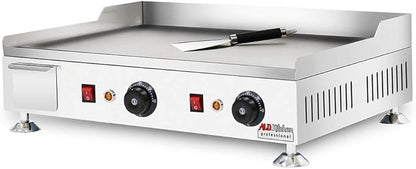 ALDKitchen Flat Top Griddle | Teppanyaki Grill with Dual Thermostat | No plug | 110V (24.25’ x 17.59’)
