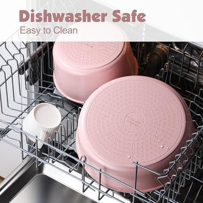 SENSARTE 17 Piece Ceramic Detachable Handle Pots and Pans Set Pink - Image 5