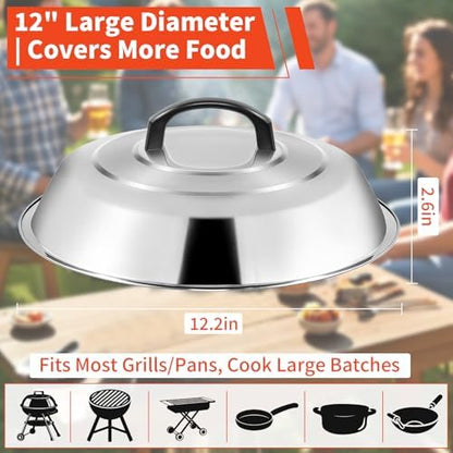 12 Inch Stainless Steel Cheese Melting Dome - Image 2