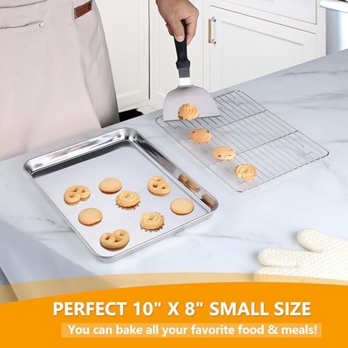 Homikit 10x8 Inch Small Stainless Steel Baking Sheet - Image 5