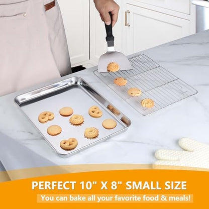 Homikit 10x8 Inch Small Stainless Steel Baking Sheet - Image 5