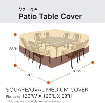 Vailge Waterproof Patio Furniture Set Cover with Padded Handles, Patio/Outdoor Table Cover, Patio/Outdoor Dining Square Table Chairs Cover