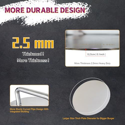 Smash Burger Press, 7 Inch Stainless Steel Hamburger Press, 2.5mm Thick - Image 2