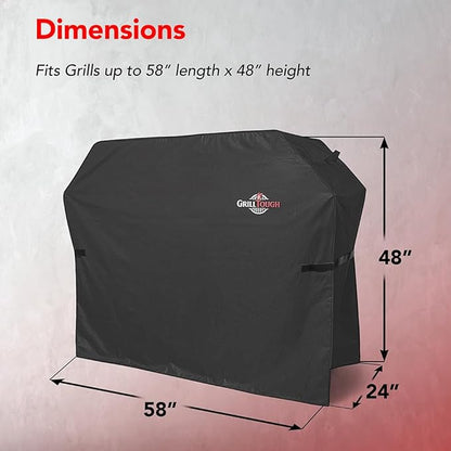 Heavy Duty BBQ Grill Cover for Outdoor Grill, 58 Inch – Waterproof, Weather Resistant, UV & Fade Resistant with Adjustable Straps – Gas Grill Cover for Weber, Charbroil, etc. Charcoal