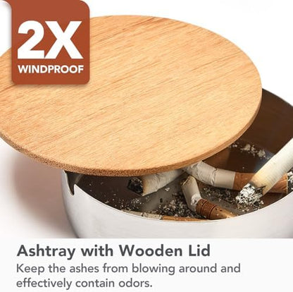 Outdoor Ashtray with Lid, 2 Pack Stainless Steel Ash Tray - Image 3