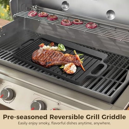 Cast Iron Reversible Grill Griddle, Double Sided Grill and Griddle Pan - Image 2