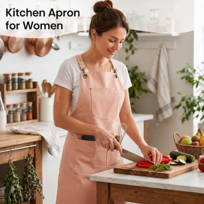 Double Sided Cross Back Chef Apron - Image 5