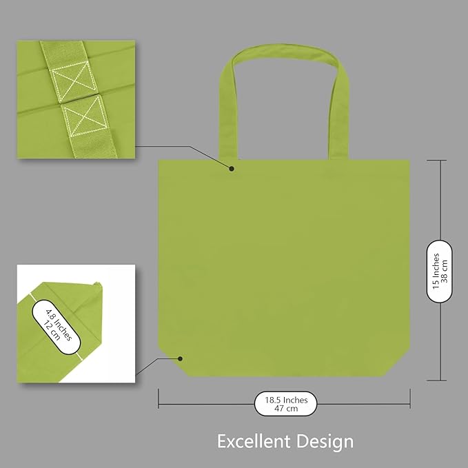 TOPDesign 1-Pack Super Strong Large 12oz Cotton Canvas Tote Bag, Reusable Grocery Shopping Cloth Bag, Fashionable Two-Tone Tote for Crafts, DIY Your Creative Designs