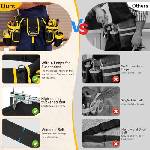 LEFOR·Z Tool Belt with 4 D-Rings, 27-Pockets Tool Belts - Image 3