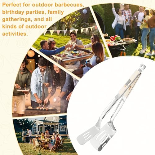 M METERXITY Spatula Tongs, 13.4 Inch 304 Stainless Steel Anti-Scald Extended - Image 7