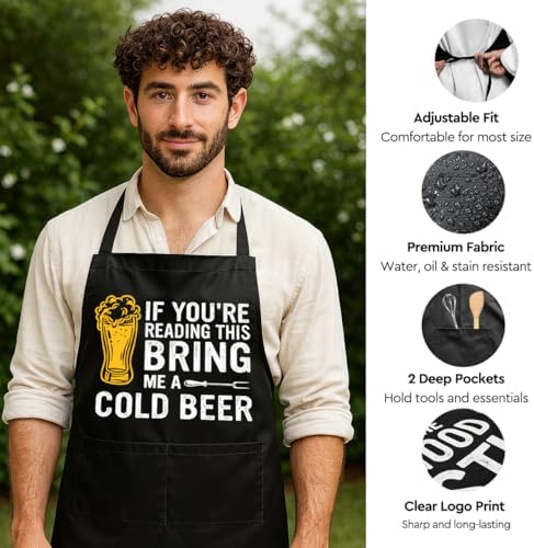 Funny Black Grill Apron with Pockets - Image 3