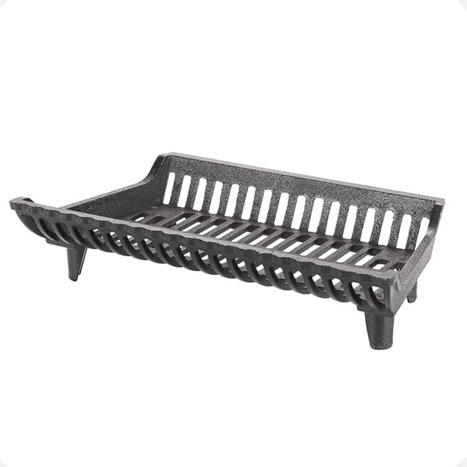 22 inch Fireplace Grate Heavy Duty, Cast Iron Fire Grate - 22" W x 12" D x 5.25" H (2" Clearance)