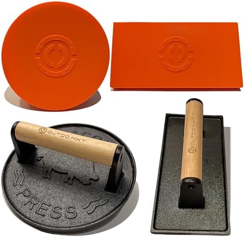 Cast Iron Smash Burger Press Set by OUTDO-MXT