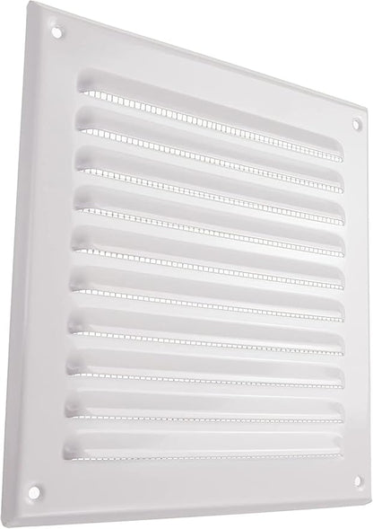 Vent Systems - 6 x 6 Inch (Inner) Pack of 10 White Metal Square Soffit Air Vent Grille Cover, Register Vent Deflector Louver Built-in Mesh HVAC for Bathroom Home Office Kitchen 8" x 8" (Outer)