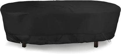 Eevelle Meridian Patio Oval Table Cover with Marine Grade Fabric - Waterproof Outdoor Table Cover - Furniture Set Covers for Dining Table - Easy to Install - (25.5" H x 66" L x 42" W, Black)