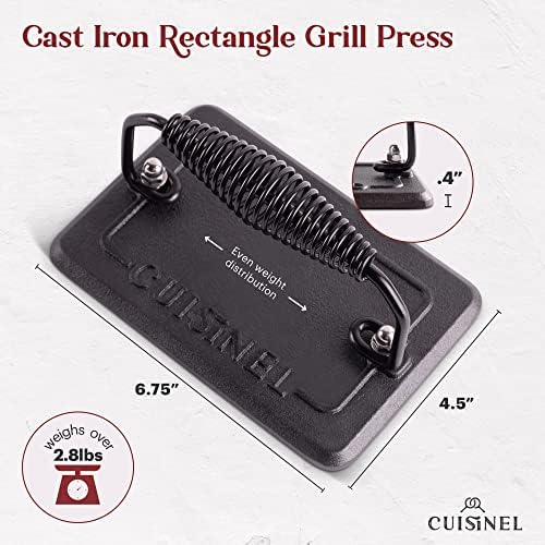 Cuisinel Cast Iron Griddle/Grill + Burger Press + Pan Scrapers - Image 3