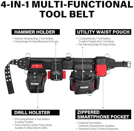 HAUTMEC Heavyweight 4-In-1 Tool Belt, Enhanced 1680D Padded Work Belt - Image 2
