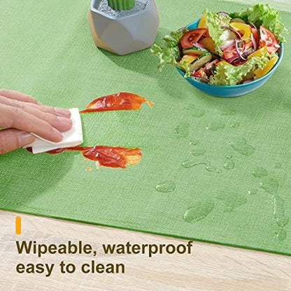 Wipeable Table Runner, Thick Farmhouse Dresser Runner, Rustic for Kitchen, Bedroom, Living Room, Indoor and Outdoor (36'', Green)