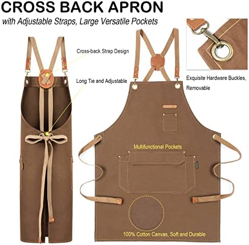 Genixart Chef Apron Men Women, Kitchen Aprons Cooking, BBQ - Image 3