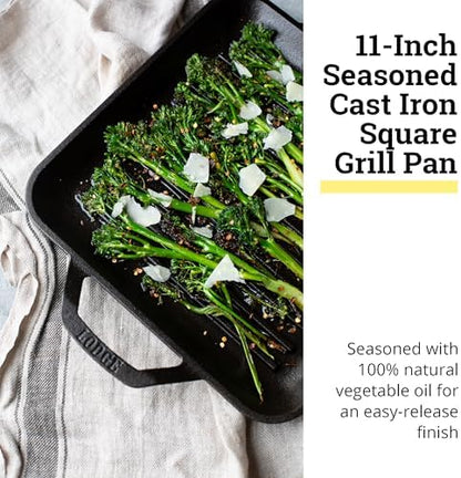 Lodge Chef Collection 11 Inch Pre-Seasoned Cast Iron Square Grill Pan - Image 3