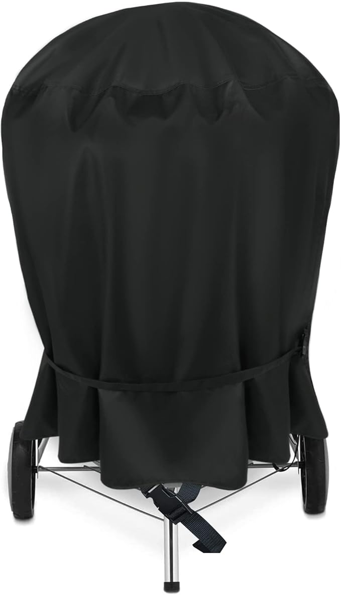 NettyPro Grill Cover for Charcoal Kettle Grill 26 inch, Heavy Duty Waterproof Outdoor Round Smoker Cover, 33" W x 27" D x 38" H, Black