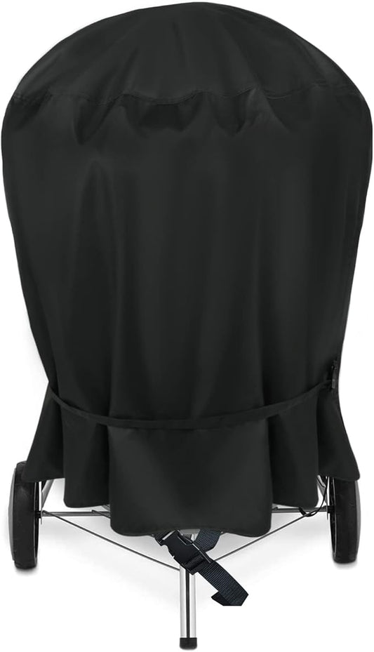 NettyPro Charcoal Kettle Grill Cover 18 inch for Weber, Heavy Duty Waterproof Outdoor Round Smoker Cover, Fade and UV Resistant Small BBQ Grill Cover, 23" W x 21" D x 35" H, Black