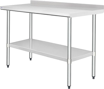 HARDURA Stainless Steel Table with Backsplash Metel Prep Table Commercial Kitchen Workbench 24x60 Inches NSF