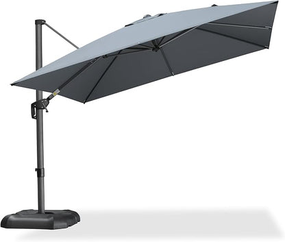 PURPLE LEAF Patio Umbrella Outdoor 10' x 10' Square Easy Setup Light Grey | - Image 9